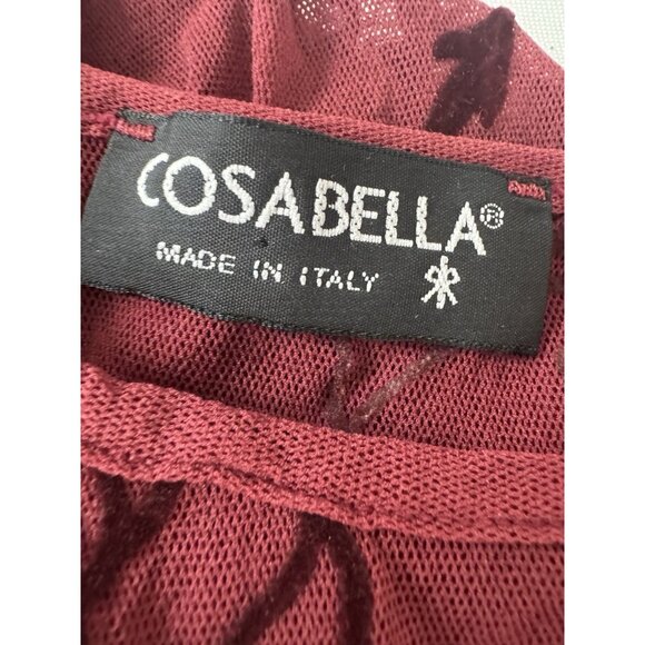 Vintage Women Small Burgundy Velvet Burnout Mesh Cami Whimsigoth Y2K Fairy Italy - Picture 5 of 8